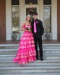 Ball Gown Off-the-shoulder Sequin Tiered Prom Dresses