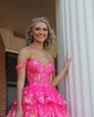 Ball Gown Off-the-shoulder Sequin Tiered Prom Dresses