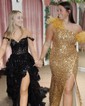 Ball Gown Off-the-shoulder Sequin Tiered Prom Dresses