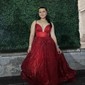 Ball Gown V-neck Tulle Prom Dresses With Ruched