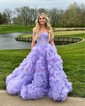 Princess Off-the-shoulder Tulle Ruffle Tiered Prom Dresses