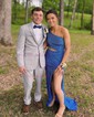 Mermaid One Shoulder Jersey Cut Out Beaded Prom Dresses