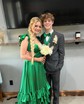 A-line V-neck Cut Out Satin Ruffle Tiered Prom Dresses