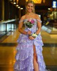 Ball Gown Off-the-shoulder Sequin Tiered Prom Dresses