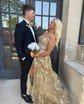 Ball Gown Off-the-shoulder Sequin Tiered Prom Dresses