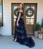 Ball Gown Off-the-shoulder Sequin Tiered Prom Dresses
