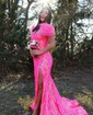 Mermaid Off-the-shoulder Sparkly Sequin Prom Dresses With Feather