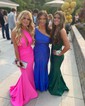 Mermaid One Shoulder Jersey Beaded Prom Dresses