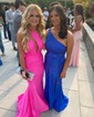 Mermaid One Shoulder Jersey Beaded Prom Dresses