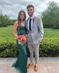 Mermaid V-neck Satin Corset Prom Dresses With Appliques