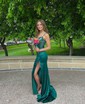 Mermaid V-neck Satin Corset Prom Dresses With Appliques