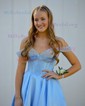 Ball Gown Off-the-shoulder Satin Corset Prom Dresses With Beading