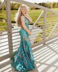 Mermaid V-neck Backless Sparkly Sequin Prom Dresses