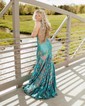 Mermaid V-neck Backless Sparkly Sequin Prom Dresses