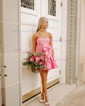 Unique Bubblegum Skater Satin Ruufle Homecoming Dresses