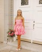 Unique Bubblegum Skater Satin Ruufle Homecoming Dresses