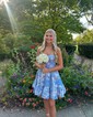 Corset Skater Satin Sweetheart Ruffle Homecoming Dresses