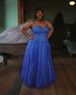 Ball Gown Scoop Neck Tulle Prom Dresses With Appliques