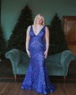 Mermaid V-neck Backless Sparkly Sequin Prom Dresses