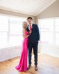 Sheath/Column Sweetheart Satin Corset Prom Dresses With Ruched