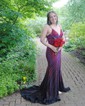 Ivory Mermaid V-neck Jersey Beaded Prom Dresses