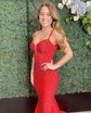 Mermaid V-neck Jersey Corset Beaded Prom Dresses