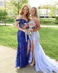 Mermaid Off-the-shoulder Sparkly Sequin Prom Dresses With Appliques