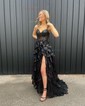 Ball Gown Off-the-shoulder Sequin Tiered Prom Dresses