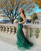 Mermaid Scoop Neck Tulle Prom Dresses With Appliques