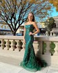 Mermaid Scoop Neck Tulle Prom Dresses With Appliques