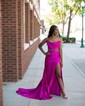 Mermaid Strapless Satin Corset Prom Dresses With Ruched