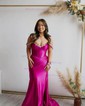 Mermaid Off-the-shoulder Ruched Satin Prom Dresses With Beading