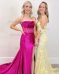 Black Mermaid Strapless Satin Corset Prom Dresses With Ruched