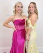 Black Mermaid Strapless Satin Corset Prom Dresses With Ruched