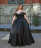 Ball Gown Off-the-shoulder Satin Corset Prom Dresses With Beading