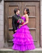 Ball Gown Strapless Tulle Ruffle Tiered Prom Dresses