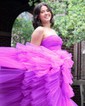 Ball Gown Strapless Tulle Ruffle Tiered Prom Dresses