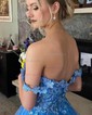 Princess Off-the-shoulder Tulle Ruffle Prom Dresses With Appliques