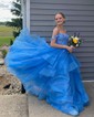 Princess Off-the-shoulder Tulle Ruffle Prom Dresses With Appliques