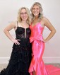 Ball Gown V-neck Tulle Tiered Prom Dresses With Appliques