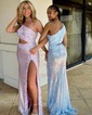 Mermaid One Shoulder Sparkly Sequin Prom Dresses With Appliques