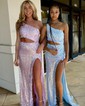 Mermaid One Shoulder Sparkly Sequin Prom Dresses With Appliques