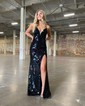 Sheath/Column V-neck Sparkly Sequin Prom Dresses