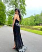 Sheath/Column V-neck Sparkly Sequin Prom Dresses