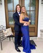 Ivory Mermaid V-neck Jersey Beaded Prom Dresses