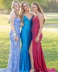 Ivory Mermaid V-neck Jersey Beaded Prom Dresses