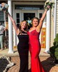 Mermaid V-neck Jersey Corset Beaded Prom Dresses