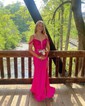 Mermaid V-neck Jersey Corset Beaded Prom Dresses