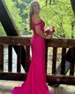 Mermaid V-neck Jersey Corset Beaded Prom Dresses
