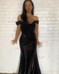 Mermaid Off-the-shoulder Satin Corset Prom Dresses With Appliques